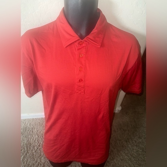 Travis Mathew Other - Men’s used red Travis Mathew size L large polo shirt business logo on sleeve